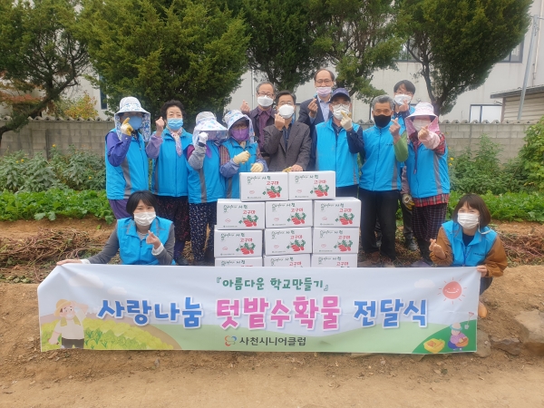 사천시니어클럽(관장 김종권)은 16일 노인일자리 사업의 일환으로 ‘아름다운 학교 만들기’ 사업 참여자와 함께 사천여고와 사천초 텃밭에서 친환경 고구마를 수확했다.