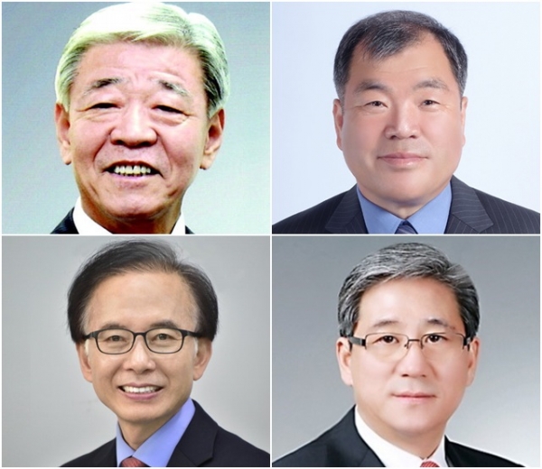 이재근 산청군수(위, 왼쪽), 이승화 전 산청군의회 의장(위, 오른쪽), 송병권 진주부시장(아래, 왼쪽), 박우식 전 함안부군수(아래, 오른쪽)