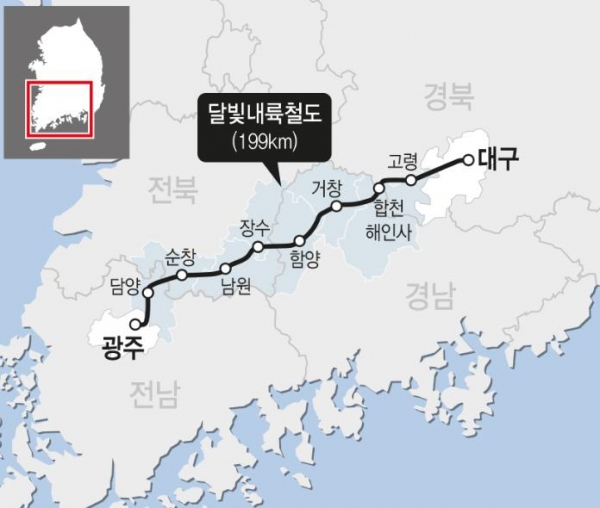 달빛내륙철도 노선도