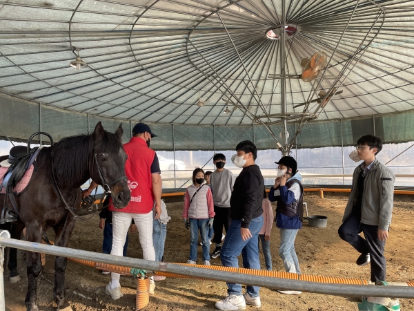 경상남도진주교육청(교육장 이외숙)은 7일 진주시 금산면 소재 챔프승마장에서 '진주캠퍼스형 방과후학교' 상반기 프로그램 첫 승마수업이 펼쳐졌다.