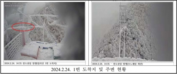 함양군은 대봉산 집라인 1번 타워 기울어짐 사고는 와이어로프가 상고대 무게를 못 이겨 발생한 것으로 조사되었다고 밝혔으며, 이에 대한 대책 마련 방안도 발표했다.