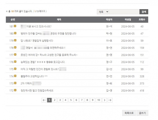 경남경찰청 홈페이지 '칭찬합시다' 게시판에 과거 '밀양 여중생 집단 성폭행' 사건을 옹호하는 글을 남겼다가 이후 경찰이 된 여성 A씨를 비난하는 글이 쏟아지고 있다.